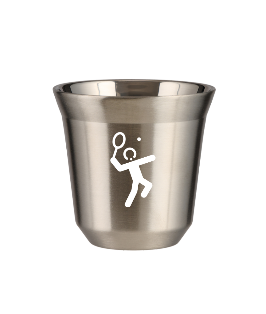 Kubek 80 ml SREBRNY "Tenis 2 (biały)"