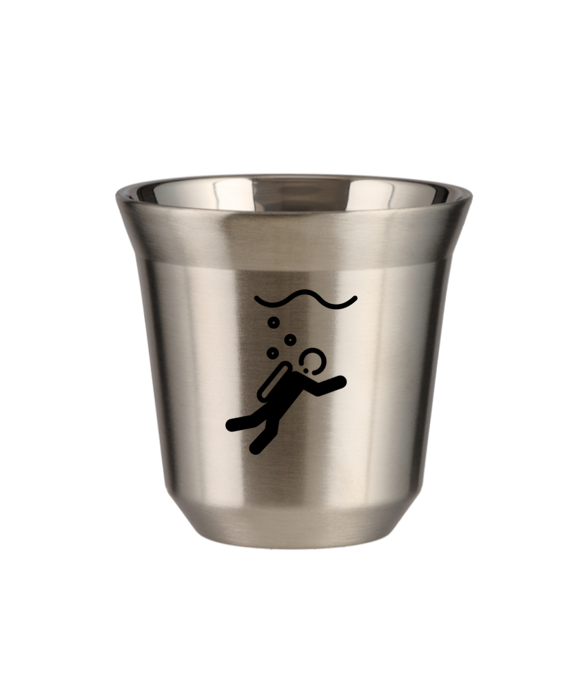 Kubek 80 ml SREBRNY "Nurkowanie (czarny)"