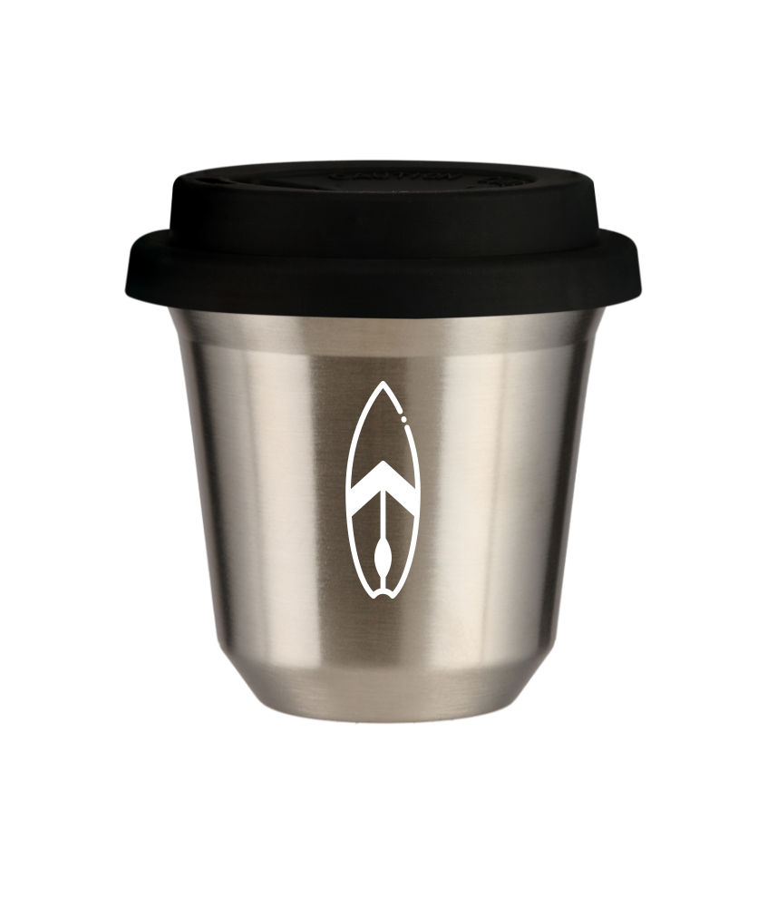 Cup 80 ml SILVER "Board (white)", with black lid