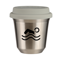 Cup 80 ml SILVER "Swimming", with white lid