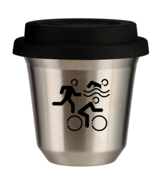 Kubek 80 ml SREBRNY "Sporty (czarny)", z czarną pokrywką Kubek 80 ml SREBRNY "Sporty (czarny)", z czarną pokrywką