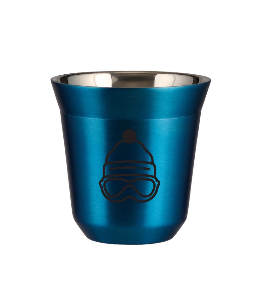 Kubek niebieski 80 ml, CZAPKA (czarny) kubek termiczny na kawe | 65,00 zł
