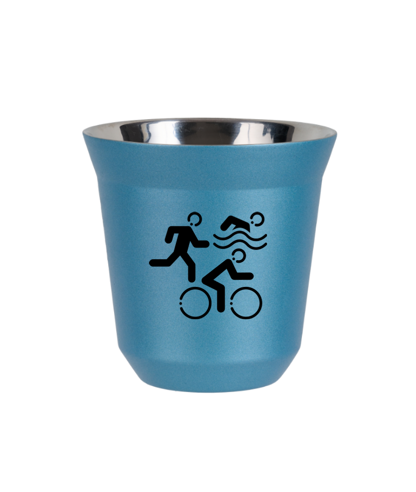 Kubek 80 ml BŁĘKITNY METALIC "Sporty (czarny)"