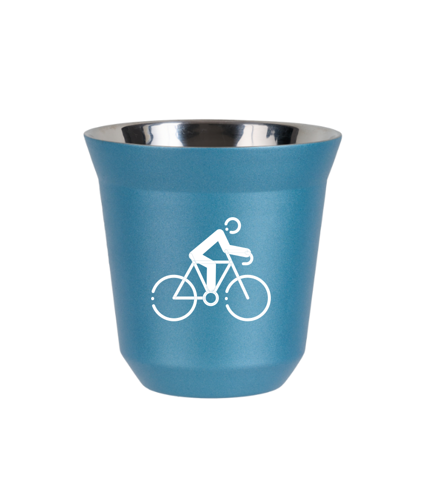 Kubek 80 ml BŁĘKITNY METALIC "Kolarstwo 3 (biały)"