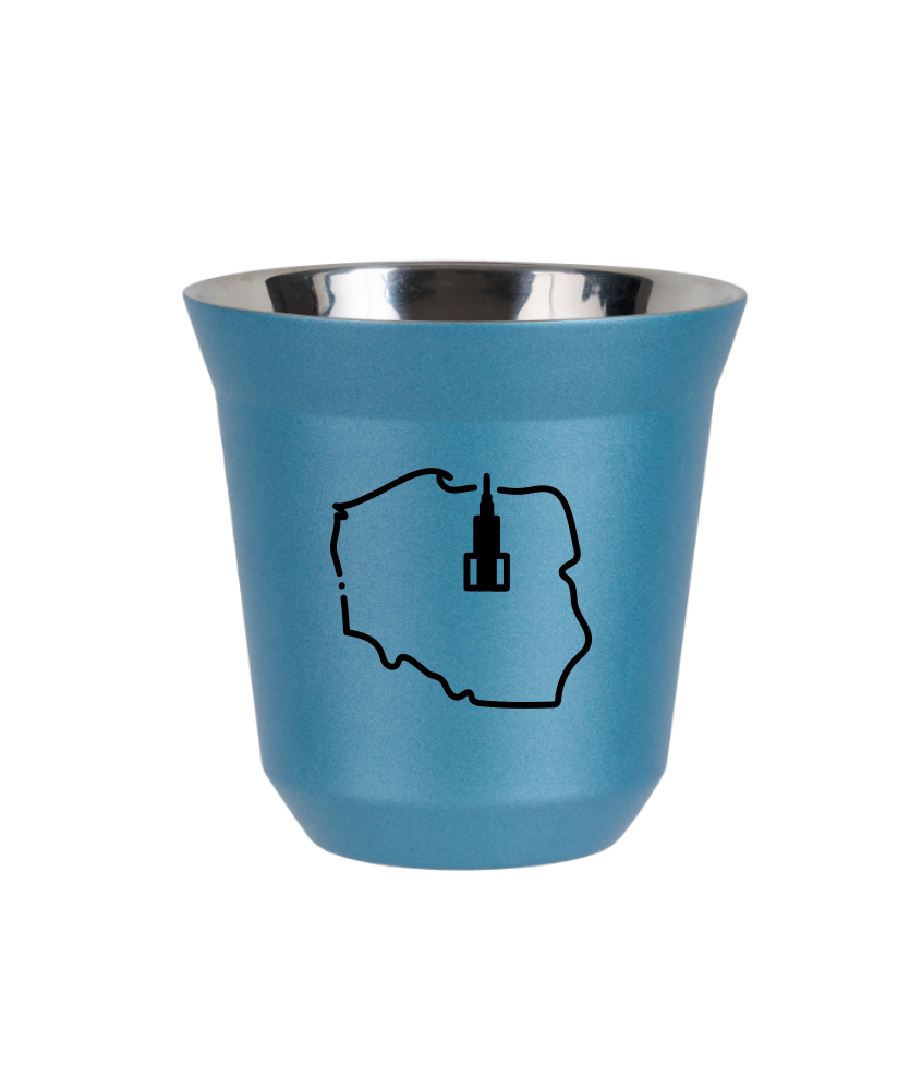 Kubek 80 ml BŁĘKITNY METALIC "Polska (czarny)"