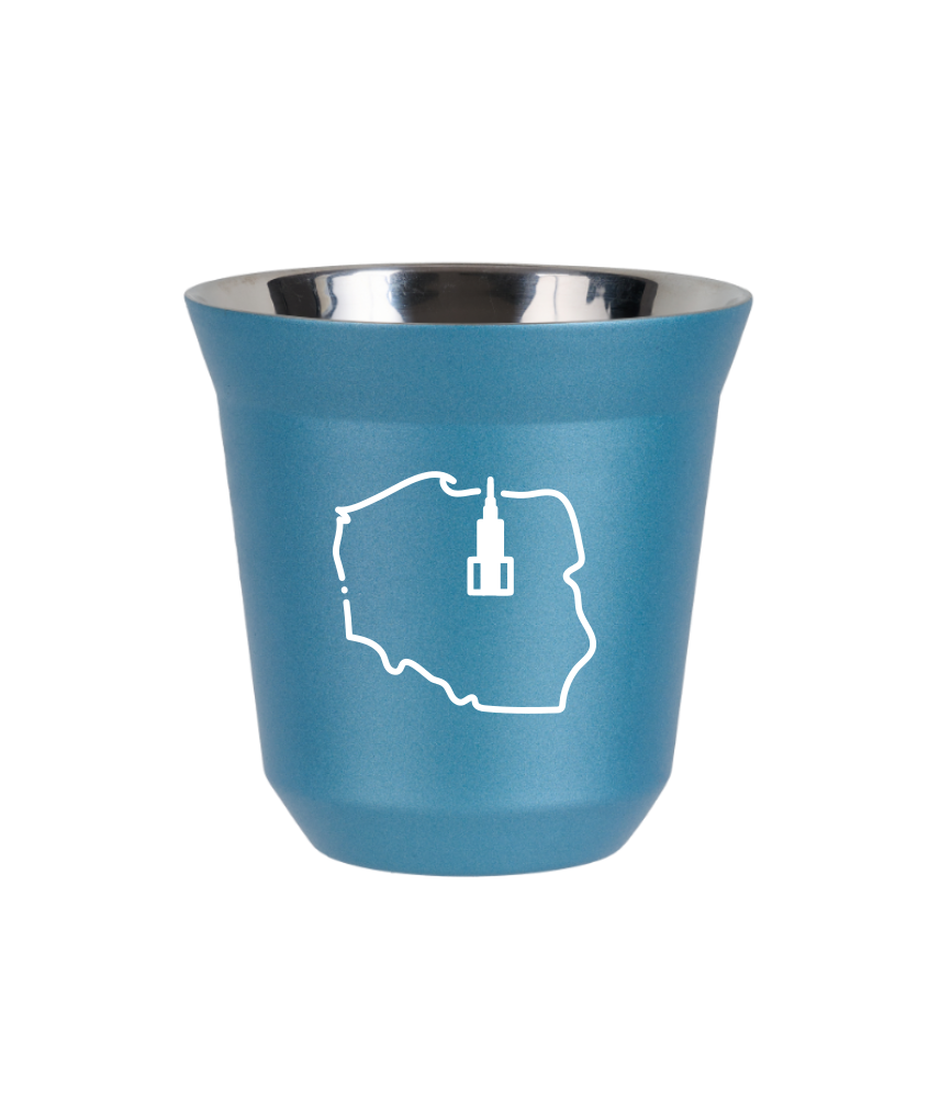 Kubek 80 ml BŁĘKITNY METALIC "Polska (biały)" Kubek 80 ml BŁĘKITNY METALIC "Polska (biały)"
