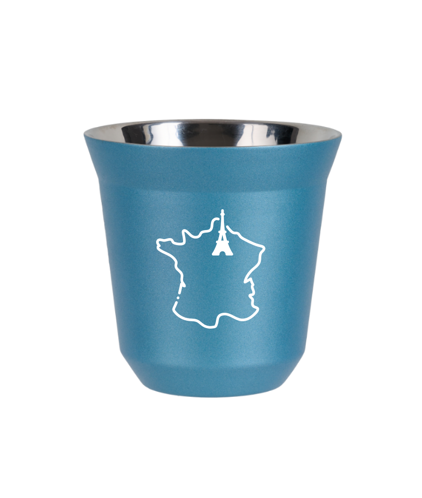 Kubek 80 ml BŁĘKITNY METALIC "Francja (biały)"