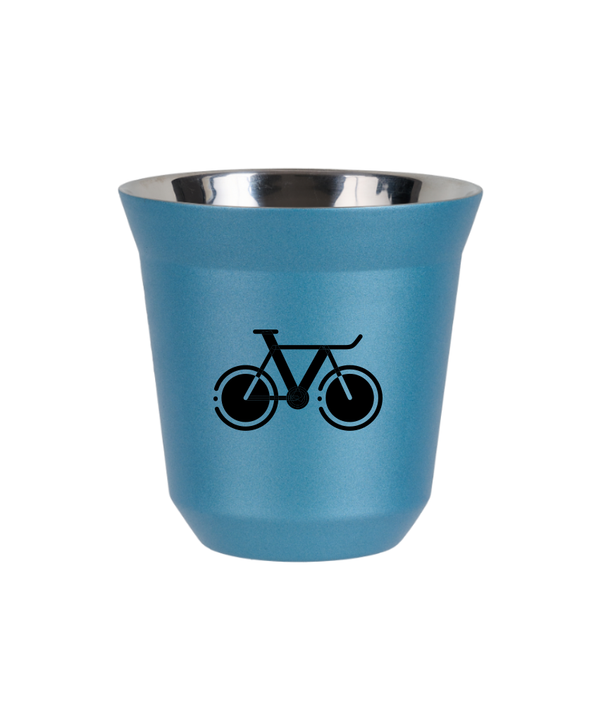 Kubek 80 ml BŁĘKITNY METALIC "Rower 1 (czarny)"