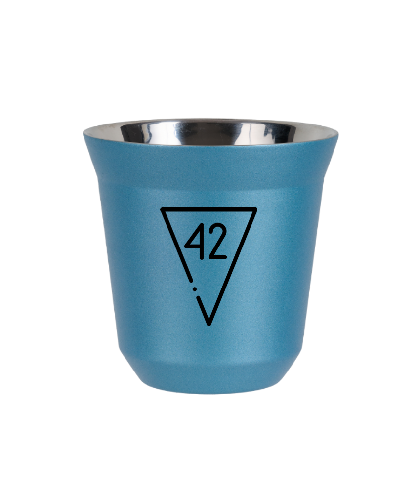 Kubek 80 ml BŁĘKITNY METALIC "42"