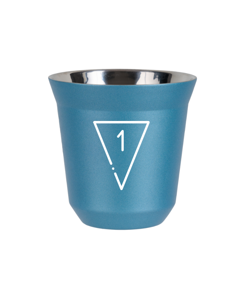 Kubek 80 ml BŁĘKITNY METALIC "1 (biały)"