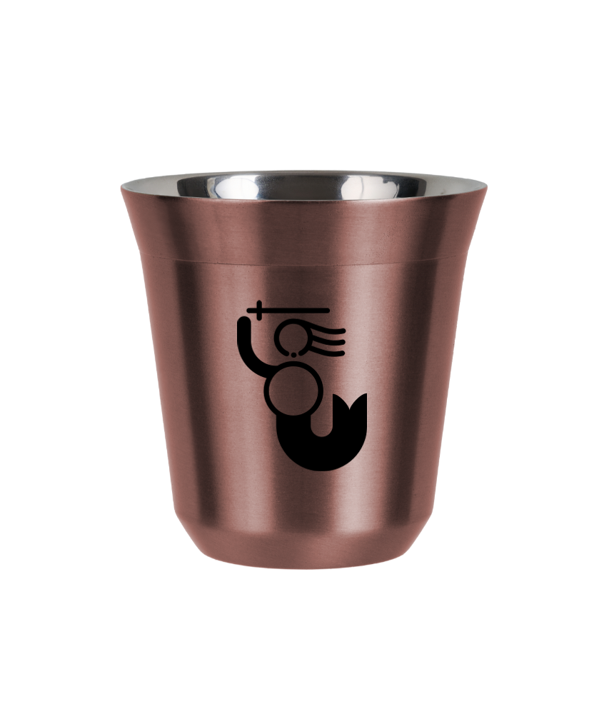 Kubek 80 ml RÓŻOWE ZŁOTO "WARSZAWSKA SYRENKA (czarny)"