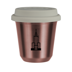 Cup 80 ml ROSE GOLD "Pałac kultury i nauki (black)", with white lid