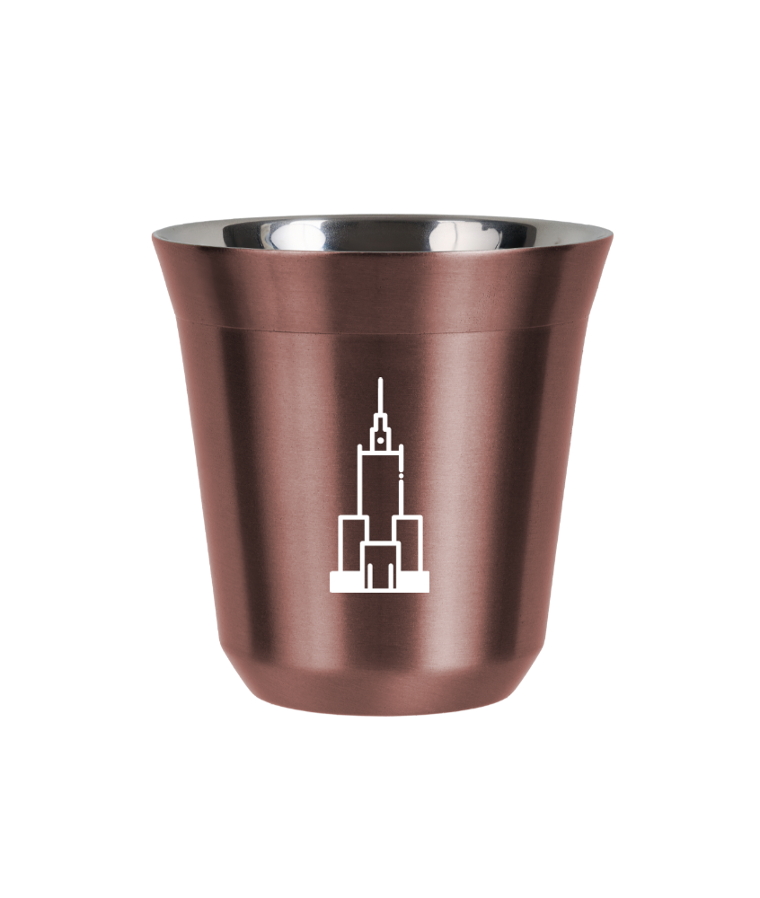 Kubek 80 ml RÓŻOWE ZŁOTO "Pałac kultury i nauki (biały)"