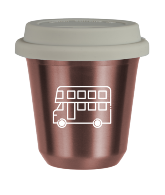 R?owy kubek zloto 80 ml, AUTOBUS (bialy) z pokrywka biala kubek termiczny na kawe | 70,00 zł