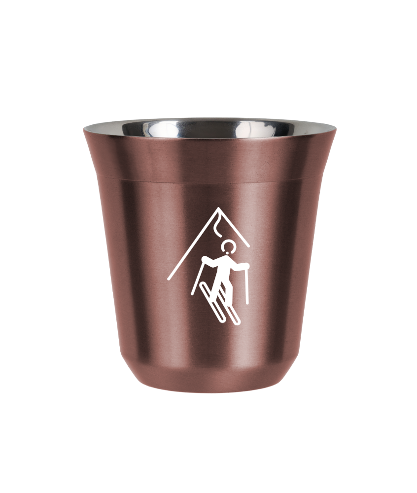 Kubek 80 ml RÓŻOWE ZŁOTO "Narciarstwo (biały)"