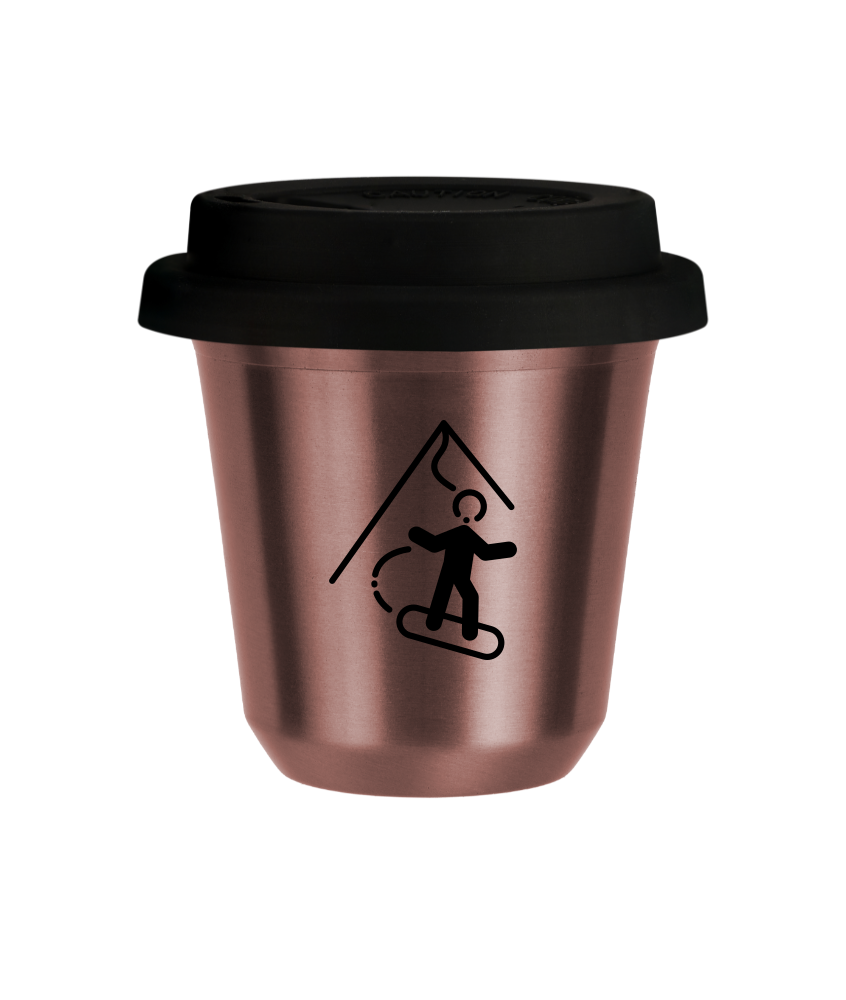 Cup 80 ml ROSE GOLD "Snowboard (black)", with black lid