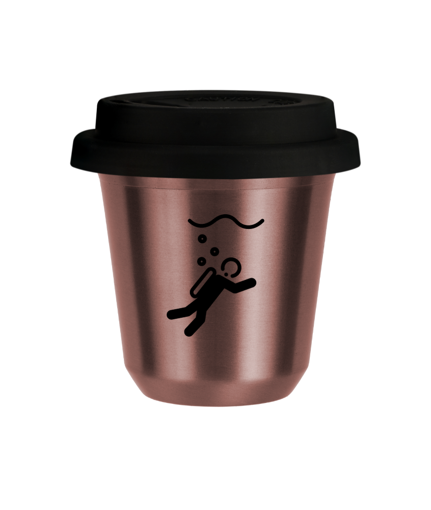 Kubek 80 ml RÓŻOWE ZŁOTO "Nurkowanie (czarny)", z czarną pokrywką