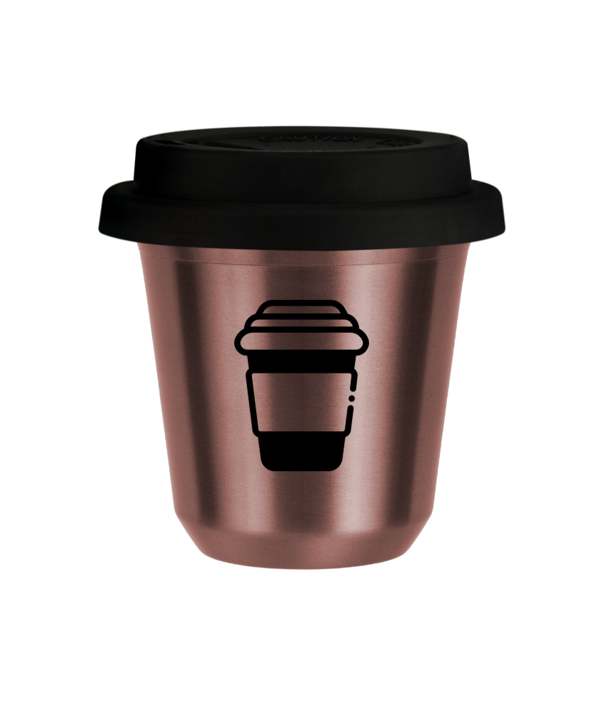 Cup 80 ml ROSE GOLD "Mug", with black lid