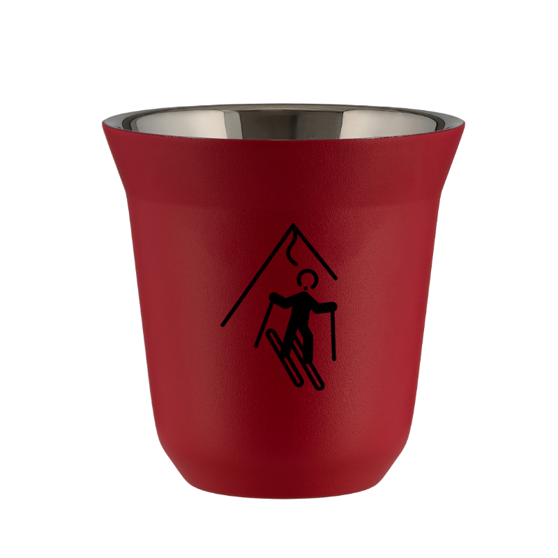 Kubek 80 ml CZERWONY "Narciarstwo"