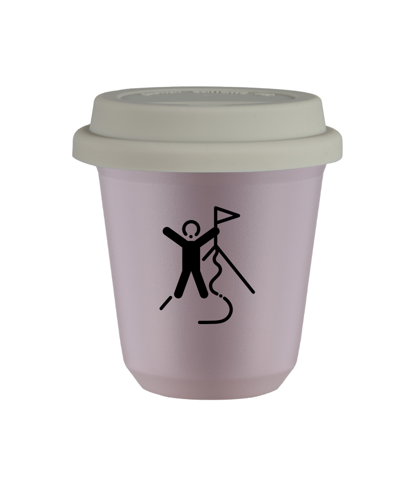 Kubek 80 ml LAWENDOWY "Wspinaczka 1 (czarny)", z białą pokrywką