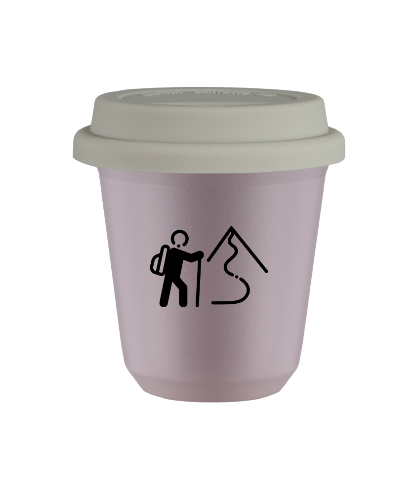 Kubek 80 ml LAWENDOWY "Wspinaczka 2", z białą pokrywką