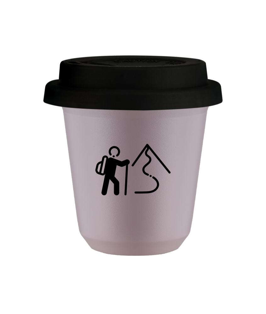 Kubek 80 ml LAWENDOWY "Wspinaczka 2 (czarny)", z czarną pokrywką Kubek 80 ml LAWENDOWY "Wspinaczka 2 (czarny)", z czarną pokrywką