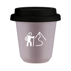 Cup 80 ml LAVENDER "Climbing 2 (white)", with black lid