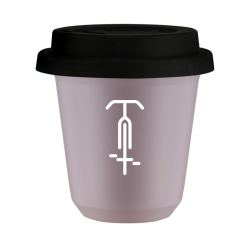 Cup 80 ml LAVENDER "Cycling 1 (white)", with black lid