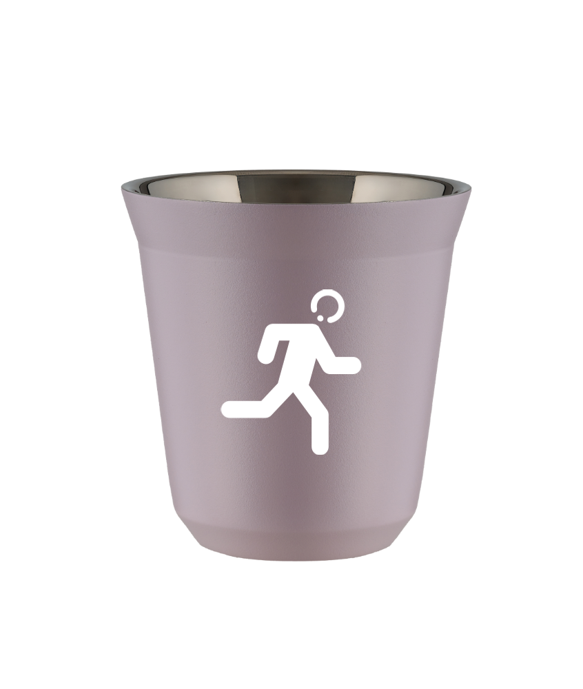 Kubek 80 ml LAWENDOWY "Biegacz (biały)"