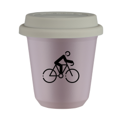 Cup 80 ml LAVENDER "Cycling 3 (black)", with white lid