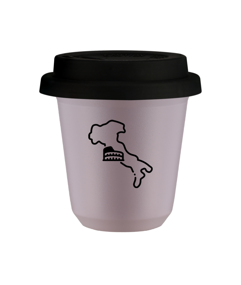 Kubek 80 ml LAWENDOWY "Włochy", z czarną pokrywką Kubek 80 ml LAWENDOWY "Włochy", z czarną pokrywką