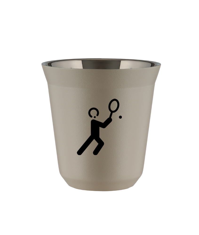 Kubek 80 ml BEŻOWY "Tenis 1 (czarny)"