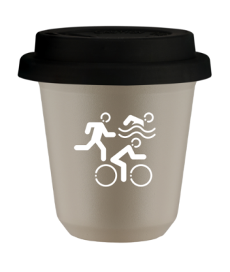 Kubek 80 ml BEŻOWY "Sporty (biały)", z czarną pokrywką Kubek 80 ml BEŻOWY "Sporty (biały)", z czarną pokrywką