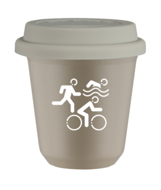 Kubek 80 ml BEŻOWY "Sporty (biały)", z białą pokrywką Kubek 80 ml BEŻOWY "Sporty (biały)", z białą pokrywką