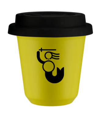 Kubek canary yellow 80 ml, WARSZAWSKA SYRENKA z pokrywka czarna kubek termiczny na kawe | 70,00 zł