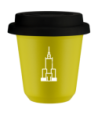 Kubek canary yellow 80 ml, PALAC KULTURY I NAUKI (bialy) z pokrywka czarna kubek termiczny na kawe | 70,00 zł