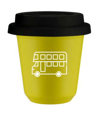 Kubek canary yellow 80 ml, AUTOBUS (bialy) z pokrywka czarna kubek termiczny na kawe | 70,00 zł