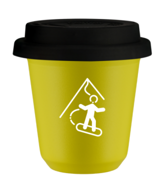 Kubek canary yellow 80 ml, SNOWBOARD (bialy) z pokrywka czarna kubek termiczny na kawe | 70,00 zł