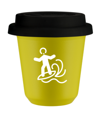 Kubek canary yellow 80 ml, WINDSURFING (bialy) z pokrywka czarna kubek termiczny na kawe | 70,00 zł