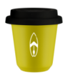 Kubek canary yellow 80 ml, DESKA (bialy) z pokrywka czarna kubek termiczny na kawe | 70,00 zł