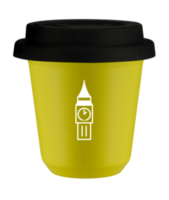 Kubek canary yellow 80 ml, BIG BEN (bialy) z pokrywka czarna kubek termiczny na kawe | 70,00 zł