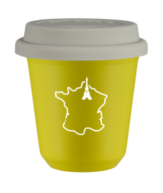 Kubek 80 ml ŻÓŁTY "Francja (biały)", z białą pokrywką Kubek 80 ml ŻÓŁTY "Francja (biały)", z białą pokrywką