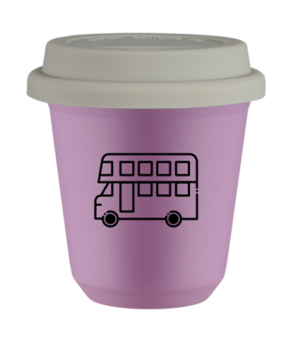 Kubek 80 ml LILIOWY "Autobus (czarny)", z białą pokrywką Kubek 80 ml LILIOWY "Autobus (czarny)", z białą pokrywką