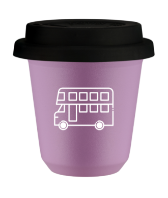 Kubek liliowy 80 ml, AUTOBUS (bialy) z pokrywka czarna kubek termiczny na kawe | 70,00 zł