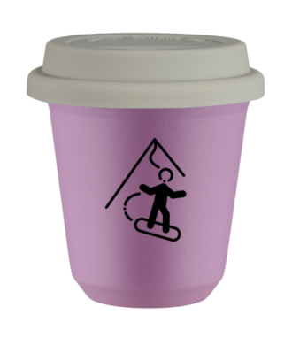 Kubek 80 ml LILIOWY "Snowboard (czarny)", z białą pokrywką Kubek 80 ml LILIOWY "Snowboard (czarny)", z białą pokrywką