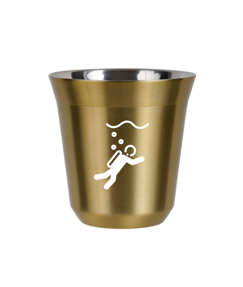 Kubek złoty 80 ml, NURKOWANIE (biały) kubek termiczny na kawe | 65,00 zł Kubek złoty 80 ml, NURKOWANIE (biały) kubek termiczny na kawe | 65,00 zł