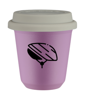 Kubek 80 ml LILIOWY "Kask (czarny)", z białą pokrywką Kubek 80 ml LILIOWY "Kask (czarny)", z białą pokrywką