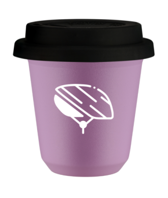 Kubek 80 ml LILIOWY "Kask (biały)", z czarną pokrywką Kubek 80 ml LILIOWY "Kask (biały)", z czarną pokrywką