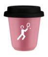 Kubek hot pink 80 ml, TENIS 1 (bialy) z pokrywka czarna kubek termiczny na kawe | 70,00 zł