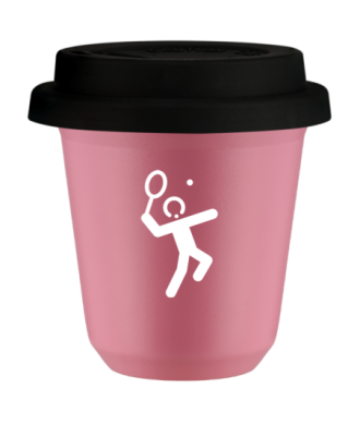 Kubek hot pink 80 ml, TENIS 2 (bialy) z pokrywka czarna kubek termiczny na kawe | 70,00 zł
